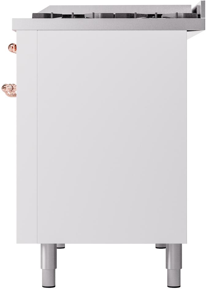 ILVE Nostalgie II 48-Inch Dual Fuel Freestanding Range in White with Copper Trim (UP48FNMPWHP)