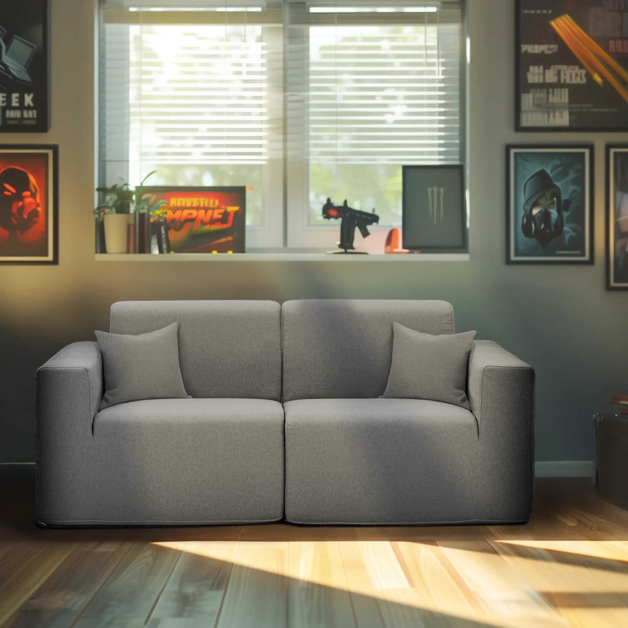 Deko Living 2 Piece Seating Gray Compressed Foam Sectional Sofa (CIF50 Deko Living 2 Piece Seating Gray Compressed Foam Sectional Sofa (CIF50
