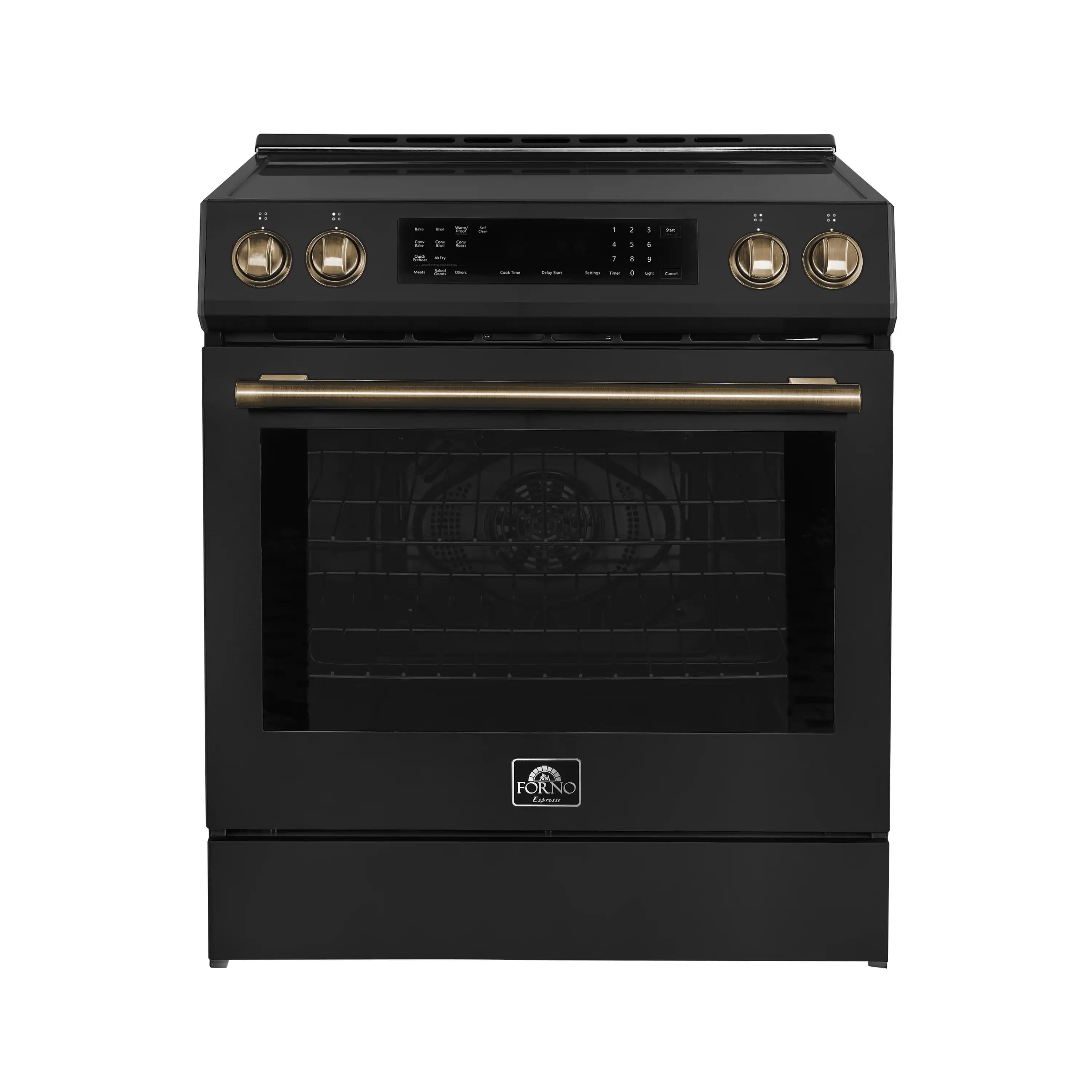 Forno Espresso Donatello 30-Inch Induction Range in Black with Brass H