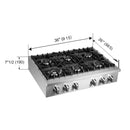 Forno Lseo 36" Gas Range top, 6 Burners, Griddle in Stainless Steel (FCTGS5737-36)