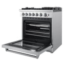 Forno Breno 30" Dual Fuel Range with 5 Sealed Burner in Stainless Steel with Air Fryer, Wok Ring, & Reversible Griddle (FFSGS6196-30)