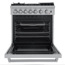 Forno Breno 30" Dual Fuel Range with 5 Sealed Burner in Stainless Steel with Air Fryer, Wok Ring, & Reversible Griddle (FFSGS6196-30)