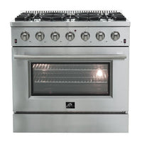 Forno 36" Galiano Gas Range with 6 Burners and Convection Oven (FFSGS6244-36) Ranges Forno
