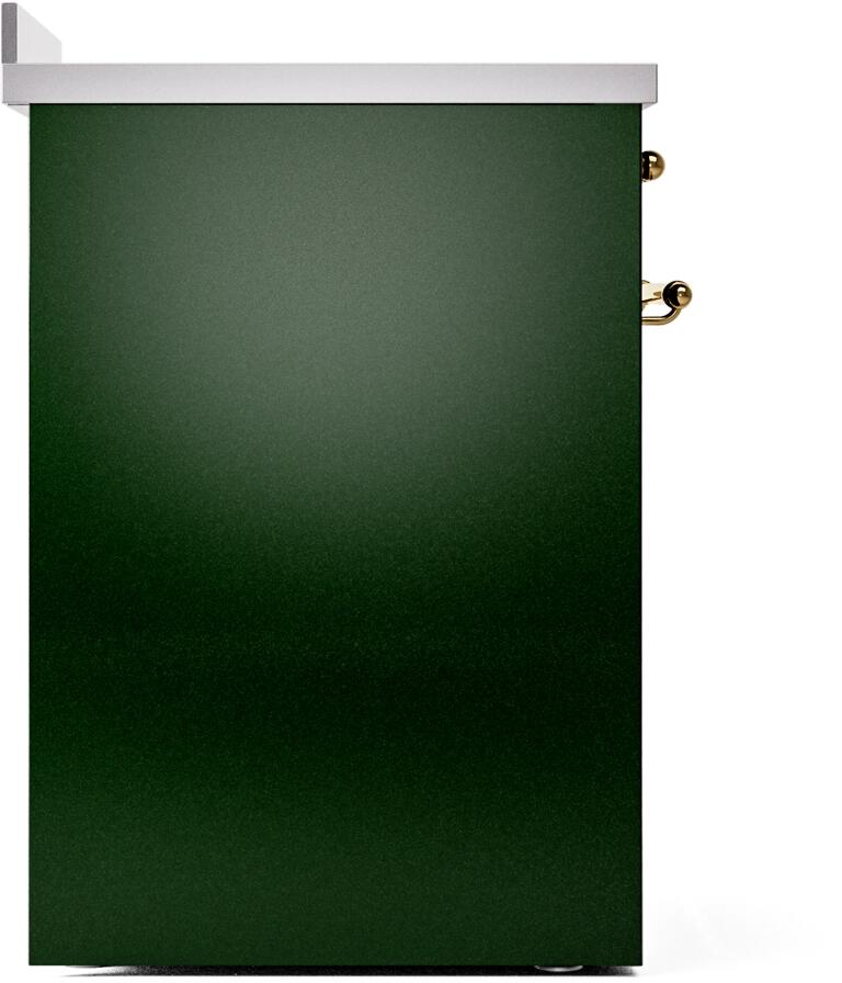 ILVE Nostalgie II 30-Inch Freestanding Electric Induction Range in Emerald Green with Brass Trim (UPI304NMPEGG)