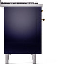 ILVE Nostalgie II 48-Inch Dual Fuel Freestanding Range with Removable Griddle in Midnight Blue with Brass Trim (UP48FNMPMBG)