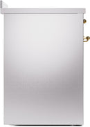 ILVE Nostalgie II 30-Inch Freestanding Electric Induction Range in Stainless Steel with Brass Trim (UPI304NMPSSG)