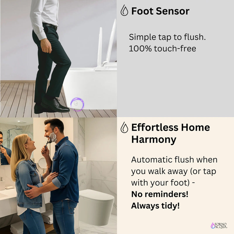 Forno Acqua Luxurious Smart Toilet, Includes Auto Flush, Powerful Flush, Sleek Tankless design Ideal for Powder Rooms (CSTS00)