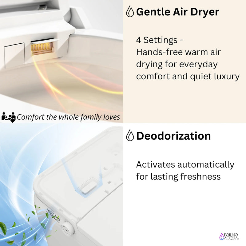 Forno Acqua Luxurious Super Smart Toilet, Includes Bidet, Heated Seat, Auto Flush, Auto Lid, Powerful Flush, Ideal for Master Bathrooms (CSTE01)