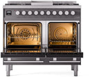 ILVE Professional Plus II 40-Inch Freestanding Dual Fuel Range with 6 Sealed Burner and Removable Griddle in Matte Graphite (UPD40FWMPMG)