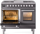 ILVE Professional Plus II 40-Inch Freestanding Dual Fuel Range with 6 Sealed Burner and Removable Griddle in Matte Graphite (UPD40FWMPMG)