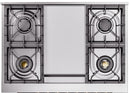 ILVE Nostalgie II 36-Inch Dual Fuel Freestanding Range with Removable Griddle in Midnight Blue with Bronze Trim (UP36FNMPMBB)