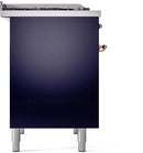 ILVE Nostalgie II 40-Inch Dual Fuel Freestanding Range with Removable Griddle in Midnight Blue with Copper Trim (UPD40FNMPMBP)