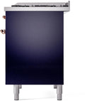 ILVE Nostalgie II 40-Inch Dual Fuel Freestanding Range with Removable Griddle in Midnight Blue with Copper Trim (UPD40FNMPMBP)