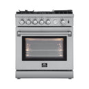 Forno 4-Piece Appliance Package - 30-Inch Gas Range with Air Fryer, Refrigerator, Microwave Drawer, & 3-Rack Dishwasher in Stainless Steel