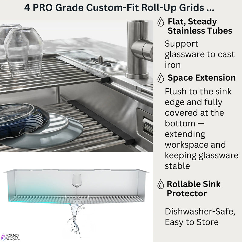Forno Acqua 45-Inch Drop-In/Undermount 3-Level Workstation Sink with Two Faucets & Glass Rinser (J-WP31)