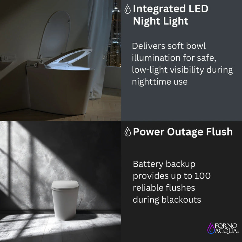 Forno Acqua Luxurious Smart Toilet, Includes Auto Flush, Auto Lid, Powerful Flush, Sleek Tankless Design Ideal for Powder Rooms (CSTPA0)
