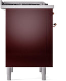 ILVE Nostalgie II 36-Inch Dual Fuel Freestanding Range with Removable Griddle in Burgundy with Copper Trim (UP36FNMPBUP)