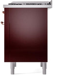 ILVE Nostalgie II 36-Inch Dual Fuel Freestanding Range with Removable Griddle in Burgundy with Copper Trim (UP36FNMPBUP)