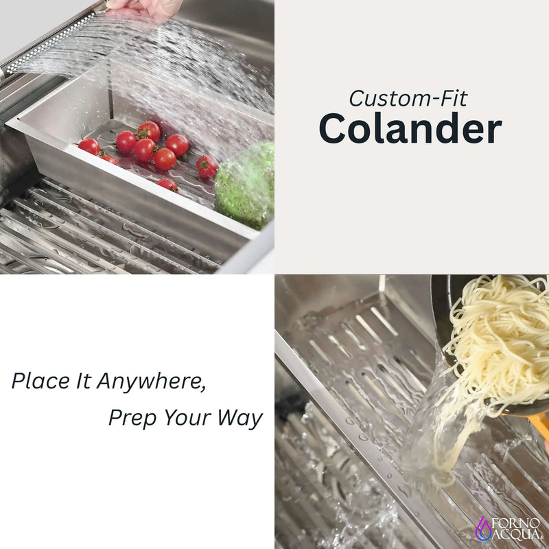 Forno Acqua 33-Inch Drop-In/Undermount 3-Level MultiSINK Workstation Sink with Waterfall Faucet & Glass Rinser (E-XP31)