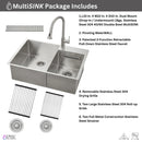 Forno Acqua 33-Inch Drop-In/Undermount 40/60 Double Bowl Sink with Retractable Faucet & Waterfall (H-ZN30)