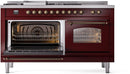 ILVE Nostalgie II 60-Inch Dual Fuel Freestanding Range with Removable Griddle in Burgundy with Bronze Trim (UP60FSNMPBUB)