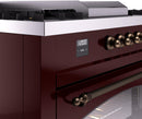 ILVE Nostalgie II 60-Inch Dual Fuel Freestanding Range with Removable Griddle in Burgundy with Bronze Trim (UP60FSNMPBUB)