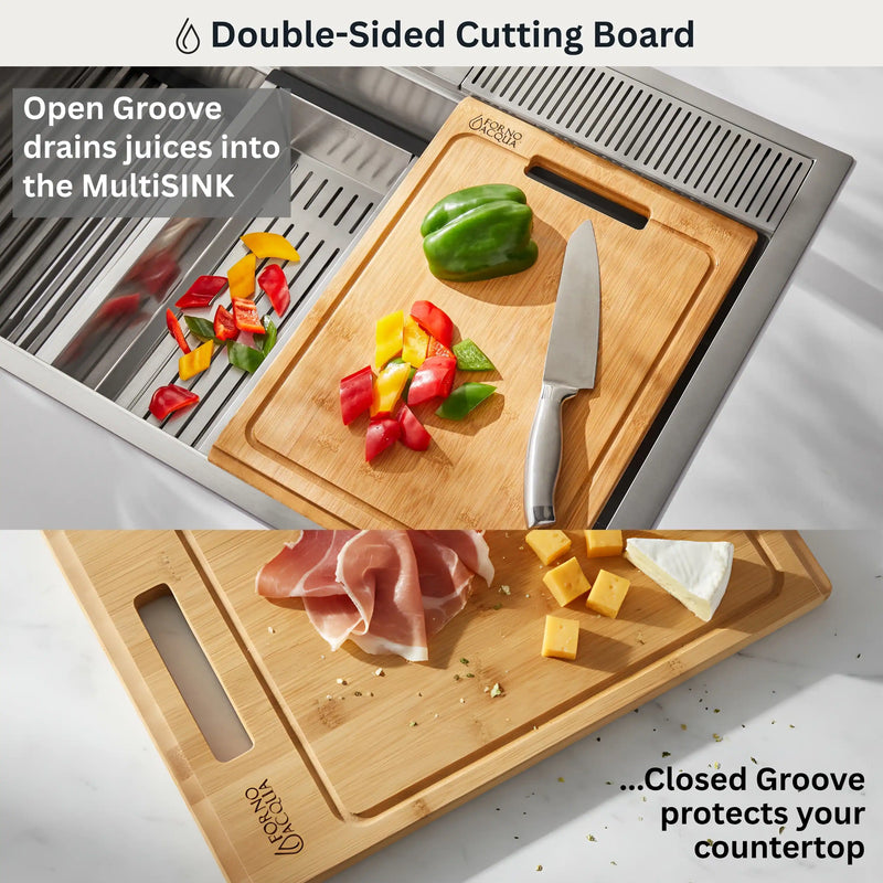 Forno Acqua 33-Inch Drop-In/Undermount 3-Level Workstation with Retractable Faucet & Glass Rinser (D-ZP30)