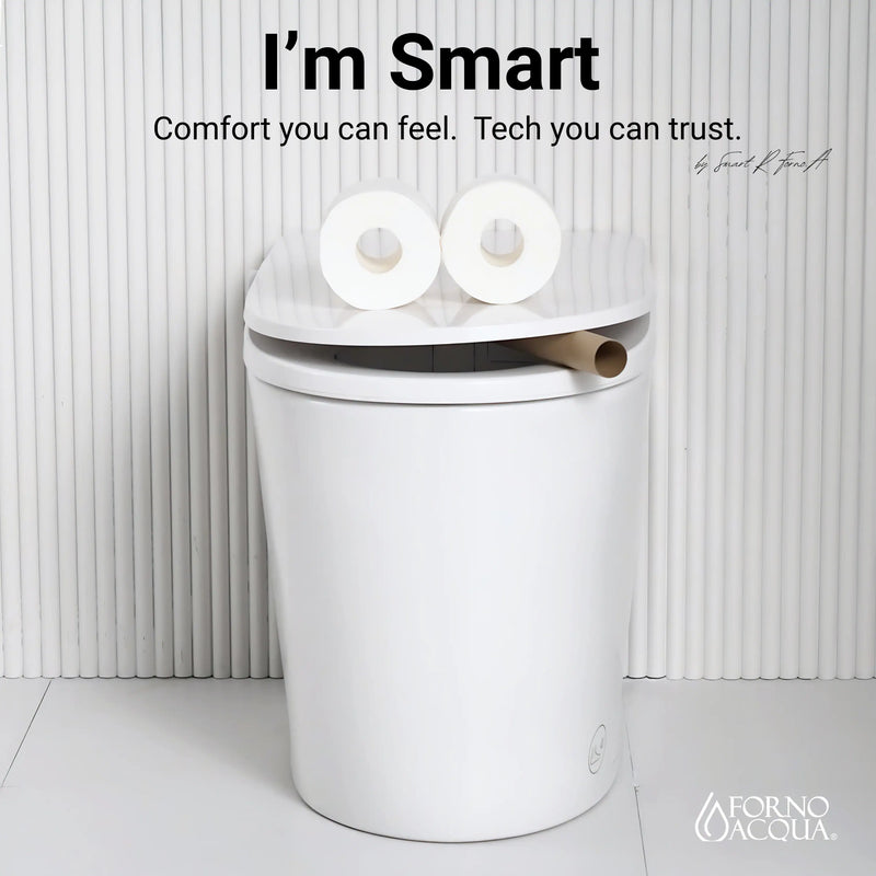 Forno Acqua Luxurious Smart Toilet, Includes Auto Flush, Auto Lid, Powerful Flush, Sleek Tankless Design Ideal for Powder Rooms (CSTPA0)