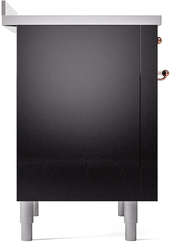 ILVE Nostalgie II 36-Inch Freestanding Electric Induction Range in Glossy Black with Copper Trim (UPI366NMPBKP)