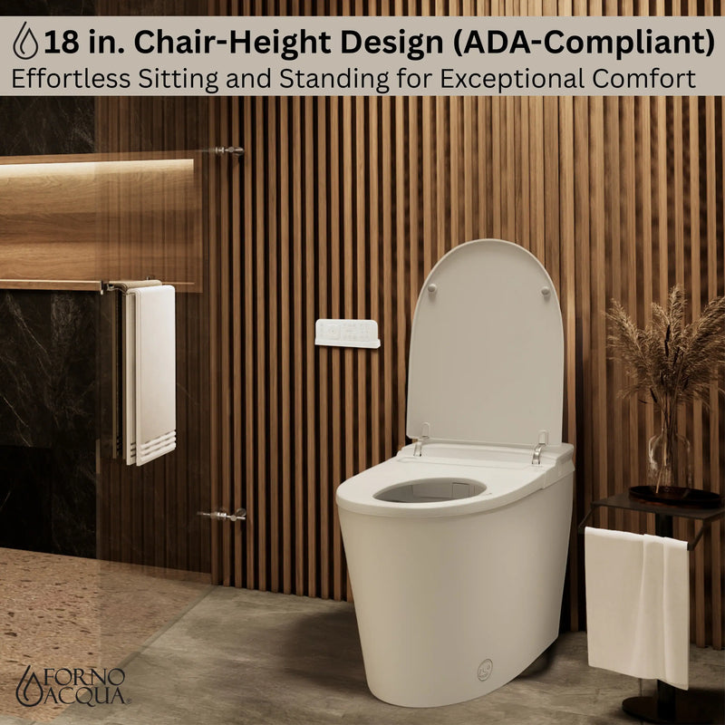 Forno Acqua Luxurious Super Smart Toilet, Includes Bidet, Heated Seat, Auto Flush, Auto Lid, Powerful Flush, Ideal for Master Bathrooms (CSTE01)