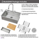 Forno Acqua 33-Inch Drop-In/Undermount MultiSINK Workstation Sink with Waterfall Faucet & Glass Rinser (E-XP30)