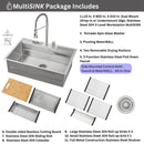 Forno Acqua 33-Inch Drop-In/Undermount 3-Level Workstation Sink with Faucet, Waterfall & Glass Rinser (E-ZP31)