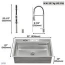 Forno Acqua 33-Inch Drop-In/Undermount 3-Level Workstation Sink with Faucet, Waterfall & Glass Rinser (E-ZP31)