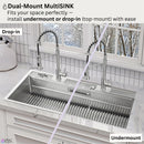 Forno Acqua 45-Inch Drop-In/Undermount 3-Level Workstation Sink with Two Faucets & Glass Rinser (J-WP30)