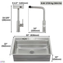 Forno Acqua 33-Inch Drop-In/Undermount 3-Level Workstation Sink with Waterfall Faucet & Glass Rinser (D-XP30)