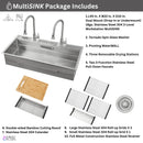 Forno Acqua 45-Inch Drop-In/Undermount 3-Level Workstation Sink with Two Faucets & Glass Rinser (J-WP30)