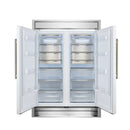 Forno 4-Piece Appliance Package - 36-Inch Dual Fuel Range, 60-Inch Refrigerator, Dishwasher, & 24-Inch Microwave Oven in White with Antique Brass Handle