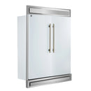 Forno 5-Piece Appliance Package - 48-Inch Dual Fuel Range, Wall Mount Range Hood, 60-Inch Refrigerator, Dishwasher, and 24-Inch Microwave Drawer in White with Antique Brass Handle