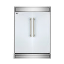 Forno 5-Piece Appliance Package - 36-Inch Gas Range, Wall Mount Range Hood, 60-Inch Refrigerator, Dishwasher, and 30-Inch Microwave Drawer in White with Antique Brass Handle