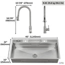 Forno Acqua 45-Inch Drop-In/Undermount 3-Level Workstation Sink with Two Faucets & Glass Rinser (J-WP30)