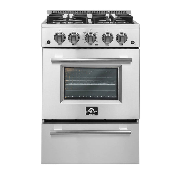 Forno 24-Inch Pro Style Gas Range with 4 Burners in Stainless Steel (FFSGS6290-24)