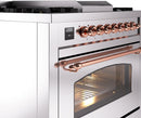 ILVE Nostalgie II 36-Inch Dual Fuel Freestanding Range with Removable Griddle in Stainless Steel with Copper Trim (UP36FNMPSSP)