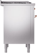ILVE Nostalgie II 36-Inch Dual Fuel Freestanding Range with Removable Griddle in Stainless Steel with Copper Trim (UP36FNMPSSP)