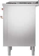 ILVE Nostalgie II 36-Inch Dual Fuel Freestanding Range with Removable Griddle in Stainless Steel with Copper Trim (UP36FNMPSSP)