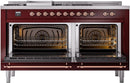ILVE Nostalgie II 60-Inch Dual Fuel Freestanding Range with Removable Griddle in Burgundy with Copper Trim (UP60FSNMPBUP)