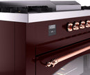ILVE Nostalgie II 60-Inch Dual Fuel Freestanding Range with Removable Griddle in Burgundy with Copper Trim (UP60FSNMPBUP)