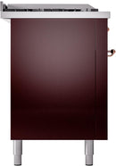 ILVE Nostalgie II 60-Inch Dual Fuel Freestanding Range with Removable Griddle in Burgundy with Copper Trim (UP60FSNMPBUP)