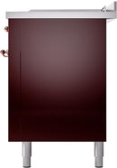 ILVE Nostalgie II 60-Inch Dual Fuel Freestanding Range with Removable Griddle in Burgundy with Copper Trim (UP60FSNMPBUP)