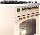 ILVE Nostalgie II 30-Inch Dual Fuel Freestanding Range with Antique White with Brass Trim (UP30NMPAWG)