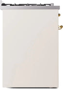 ILVE Nostalgie II 30-Inch Dual Fuel Freestanding Range with Antique White with Brass Trim (UP30NMPAWG)